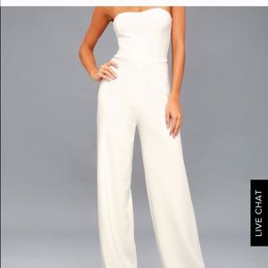 Lulu’s white strapless jumpsuit